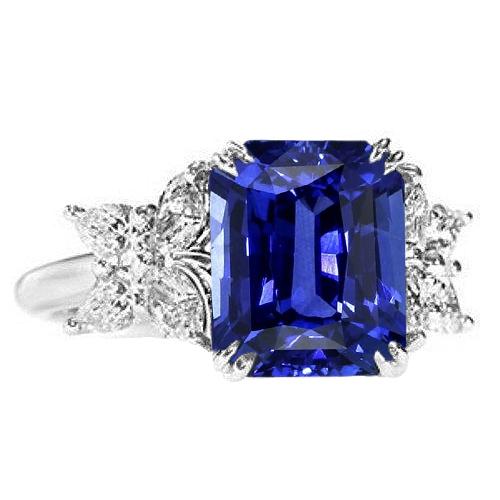 Blauer Saphir Ehering Strahlender Schmetterlingsstil Diamanten 3 Karat - harrychadent.ch