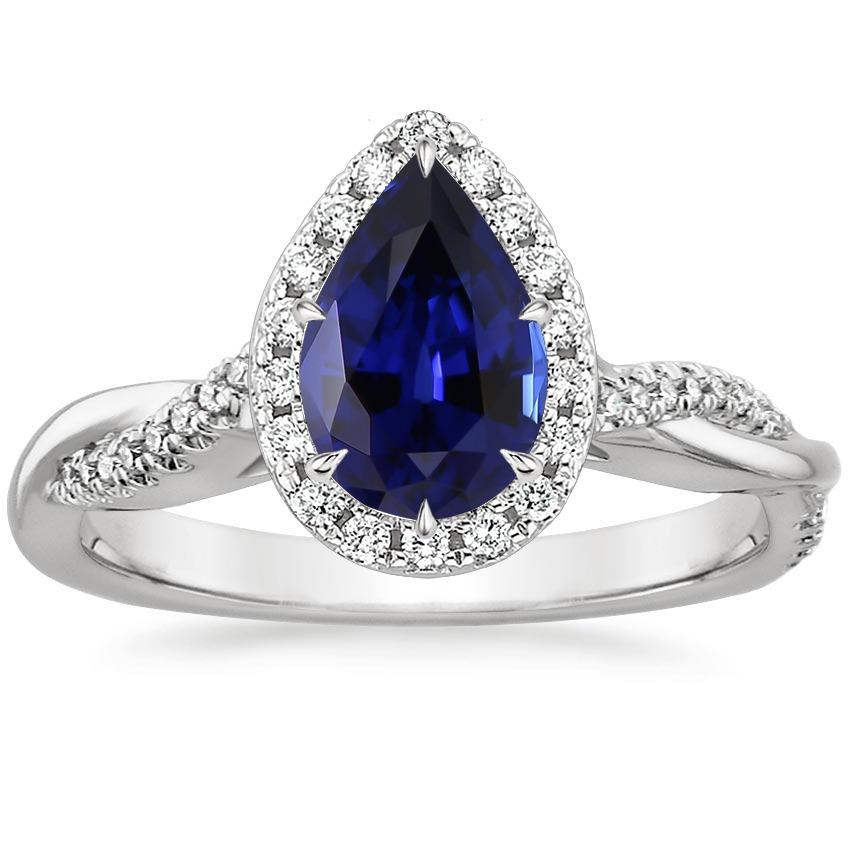 Blauer Saphir Halo Diamant Ring Krappen Birnenschliff Stein 7,25 Karat Gold - harrychadent.ch