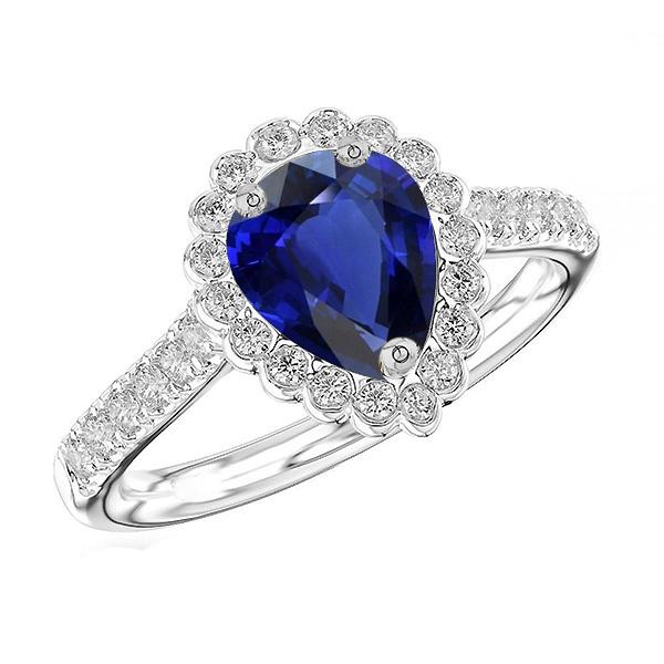 Blauer Saphir Halo-Verlobungsring & runde Diamanten 3,50 Karat - harrychadent.ch