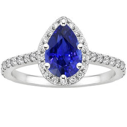 Blauer Saphir Halo Verlobungsring Weißgold Akzente 5,50 Karat
