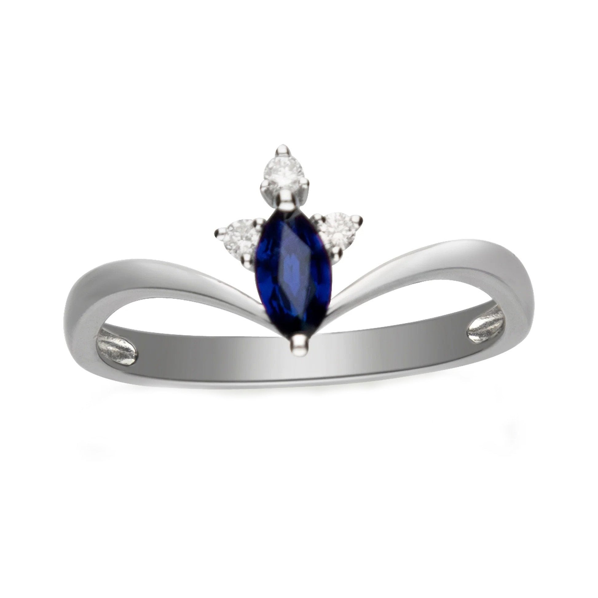 Blauer Saphir-Jubiläumsring Marquise & runde Diamanten 1,50 Karat - harrychadent.ch