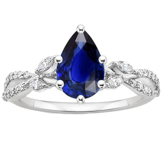 Blauer Saphir-Jubiläumsring Marquise & runde Diamanten 5,50 Karat - harrychadent.ch