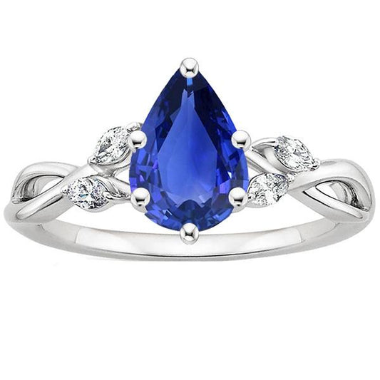Blauer Saphir-Jubiläumsring mit Marquise-Diamanten 4,50 Karat - harrychadent.ch