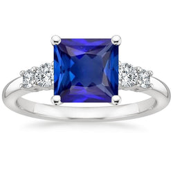 Blauer Saphir-Jubiläumsring Princess Cut Five Stone 5,50 Karat