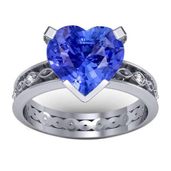 Blauer Saphir Jubiläumsring Runde Diamanten 3,50 Karat Vintage-Stil
