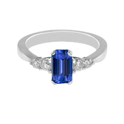 Blauer Saphir Jubiläumsring Runder Diamant Konischer Schaft 1,75 Karat