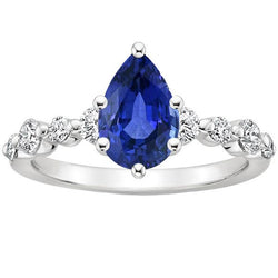 Blauer Saphir & runder Diamant-Verlobungsring mit Akzenten 4,25 Karat