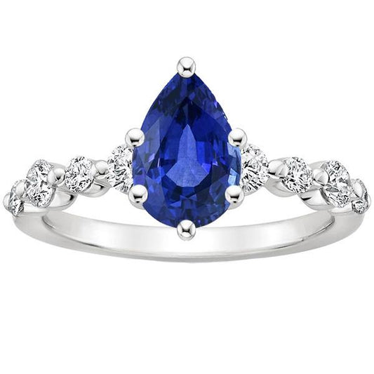 Blauer Saphir & runder Diamant-Verlobungsring mit Akzenten 4,25 Karat - harrychadent.ch