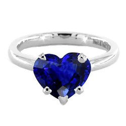 Blauer Saphir Solitaire Herzförmiger Ring 2 Karat 14K Gold