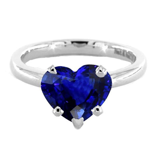 Blauer Saphir Solitaire Herzförmiger Ring 2 Karat 14K Gold - harrychadent.ch