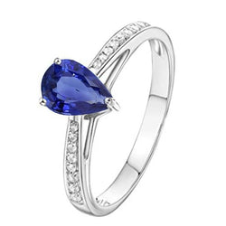 Blauer Saphir Solitaire Ring & Pave Set Diamantakzente 2,50 Karat