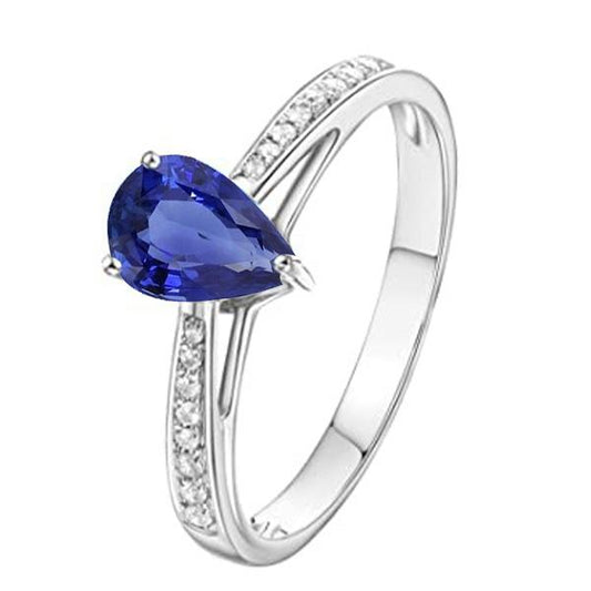 Blauer Saphir Solitaire Ring & Pave Set Diamantakzente 2,50 Karat - harrychadent.ch