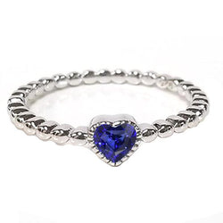 Blauer Saphir Solitär Lünette Set Herzring 1 Karat Perlen Stil