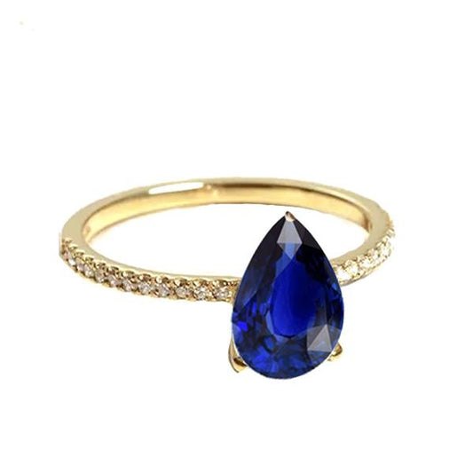 Blauer Saphir Solitär mit Diamantakzenten Edelsteinring 3 Karat - harrychadent.ch