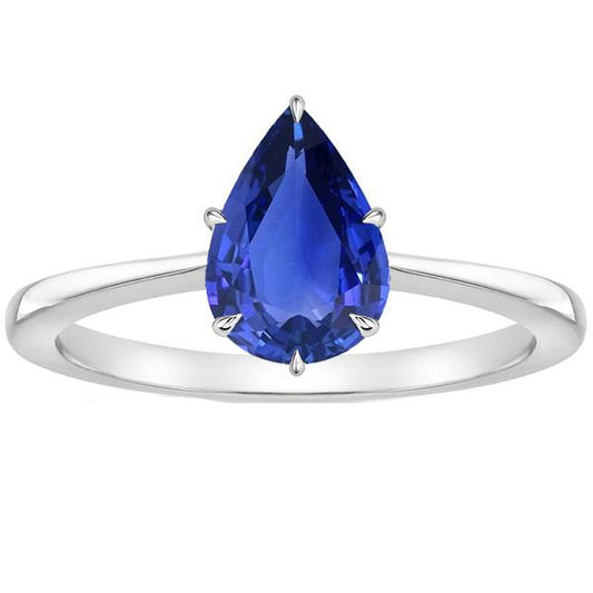 Blauer Saphir Solitär Ring Edelstein Weißgold Konischer Schaft 4 Karat - harrychadent.ch