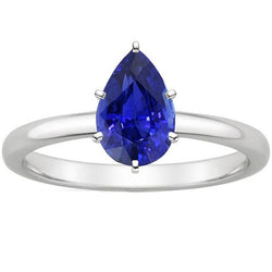 Blauer Saphir Solitärring 4 Karat Edelstein Weißgold 14K
