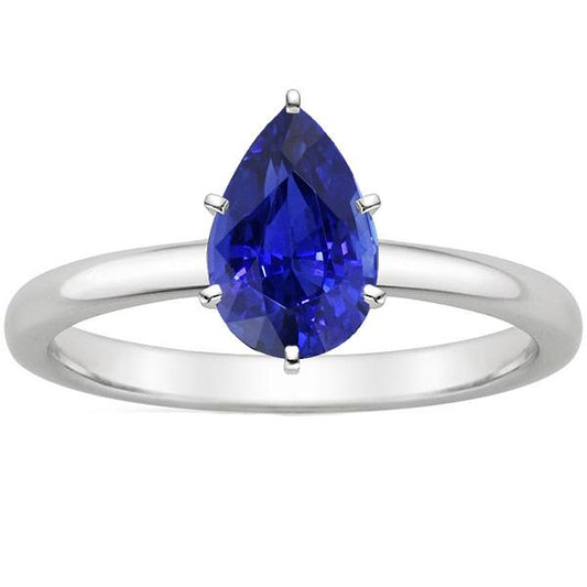 Blauer Saphir Solitärring 4 Karat Edelstein Weißgold 14K - harrychadent.ch