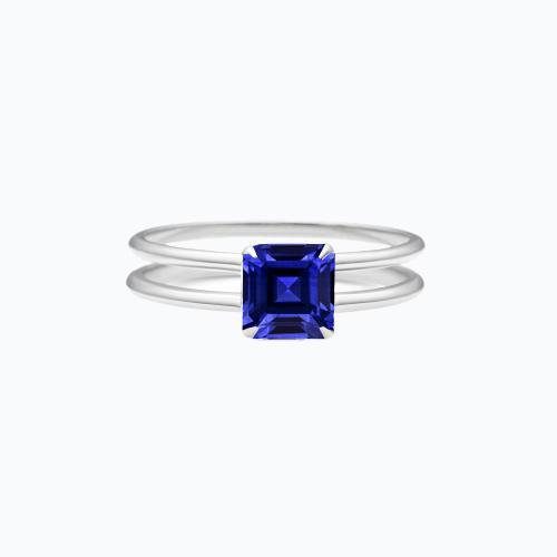 Blauer Saphir Solitärring Asscher Cut 1,50 Karat Doppelschaft Gold - harrychadent.ch