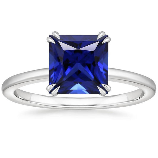 Blauer Saphir Solitärring Princess Cut 5 Karat Krappenset Schmuck - harrychadent.ch