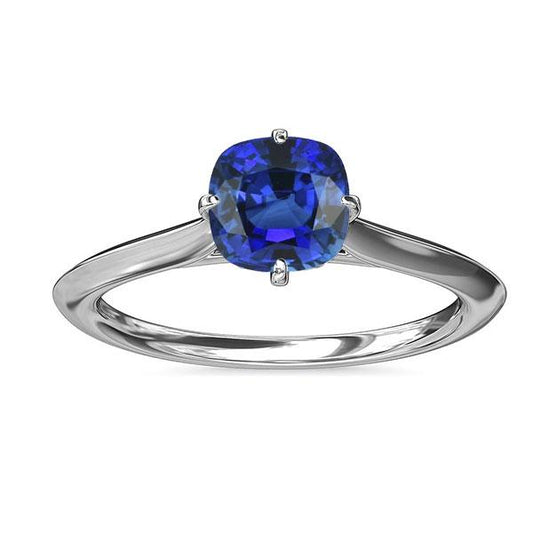 Blauer Saphir Solitärring Weißgold 14K Schmuck 2 Karat - harrychadent.ch