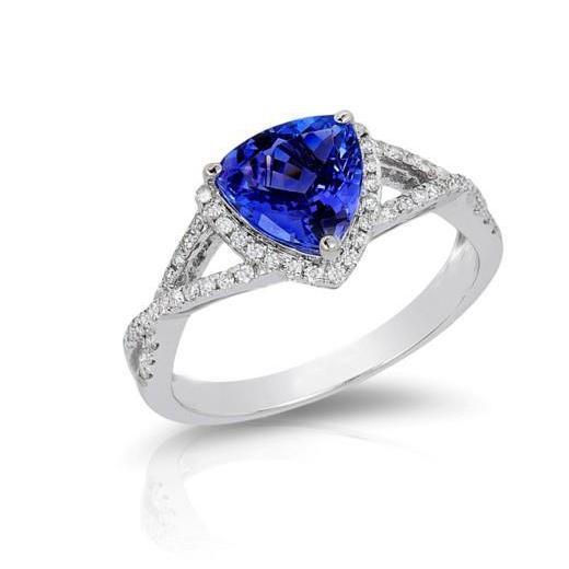Blauer Saphir und Diamanten 3.66 Karat Ring Weißgold 14K - harrychadent.ch