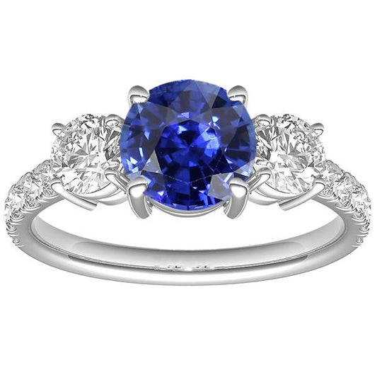 Blauer Saphir-Verlobungsring 4,50 Karat Runde Diamanten im Brillantschliff - harrychadent.ch