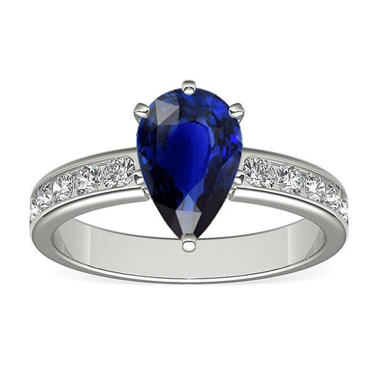 Blauer Saphir-Verlobungsring Kanalset Diamantakzente 3,50 Karat - harrychadent.ch