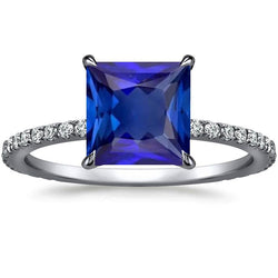 Blauer Saphir-Verlobungsring mit Diamantakzenten 6 Karat