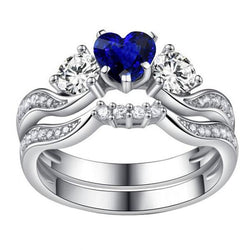 Blauer Saphir-Verlobungsring mit goldenem Diamantband 3 Karat 14K
