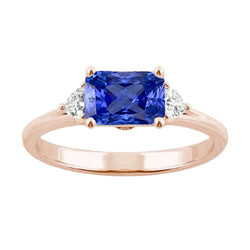 Blauer Saphirring mit 3 Billionen Diamanten 2,50 Karat geteilter Schaft