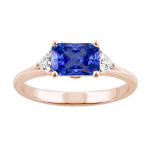 Blauer Saphirring mit 3 Billionen Diamanten 2,50 Karat geteilter Schaft - harrychadent.ch