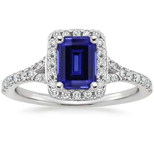 Blauer Smaragd-Ceylon-Saphir-Diamant-Verlobungsring 3 Karat - harrychadent.ch
