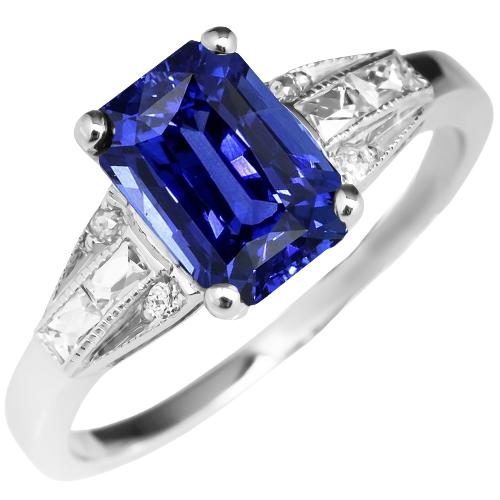 Princess & Runden Diamant Ring 4 Karat blau strahlender Saphir Schmuck - harrychadent.ch