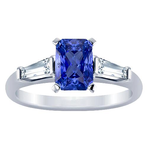 Blue Sapphire 3 Steine Ring Bar Set Tapered Baguettes 2,50 Karat - harrychadent.ch