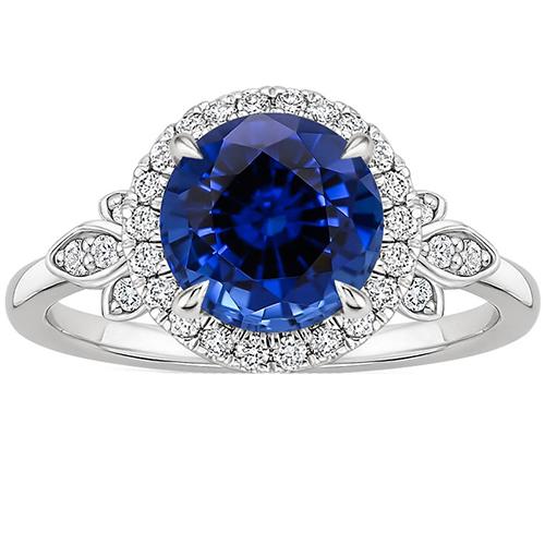 Brillanter Diamantschmuck Halo Gold Blauer Saphir Edelstein 3,50 Karat - harrychadent.ch