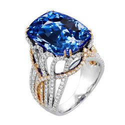 Ceylon Blauer Saphir und Diamanten 8,50 Ct Ring Zweifarbig