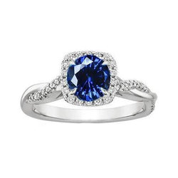 Ceylon Blue Saphir Diamanten 3 Karat Ehering Weißgold 14K