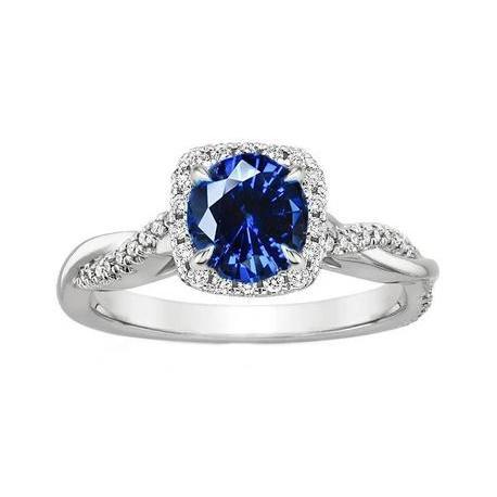 Ceylon Blue Saphir Diamanten 3 Karat Ehering Weißgold 14K - harrychadent.ch