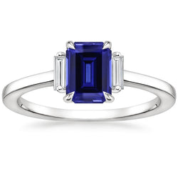 Ceylon Blue Sapphire Diamant 3 Stone Ring 2,50 Karat Krappenset