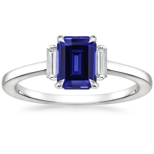 Ceylon Blue Sapphire Diamant 3 Stone Ring 2,50 Karat Krappenset - harrychadent.ch