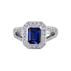 Ceylon Blue Sapphire Diamants 5.35 Karat Ring Naturedelstein Neu
