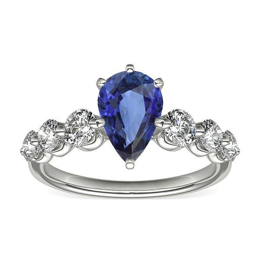 Ceylon Saphir & Diamant Jubiläumsring Edelsteinschmuck 3 Karat - harrychadent.ch