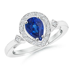 Ceylon Saphir Diamanten 3,20 Karat Ring Weißgold 14K