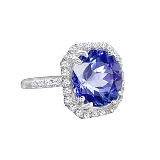 Ceylon Saphir Diamanten 8 Karat Ring Weißgold 14K