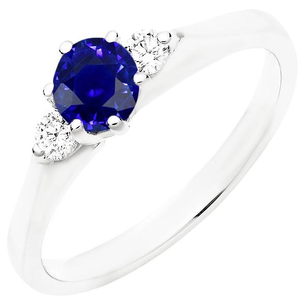 Ceylon Saphir Edelstein Ring Damen 3 Steine Runde Diamanten 2,50 Karat - harrychadent.ch