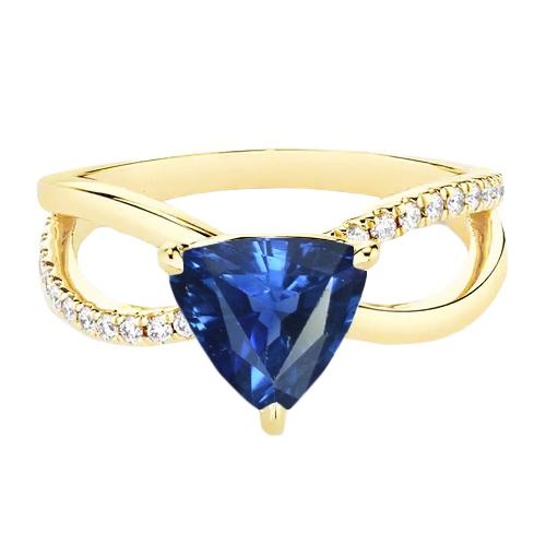 Ceylon Saphir Edelstein Ring Trillion 1,50 Karat Split Shank Diamanten - harrychadent.ch