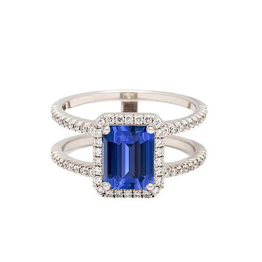 Ceylon Saphir Halo Verlobungsring 3 Karat Diamantschmuck - harrychadent.ch