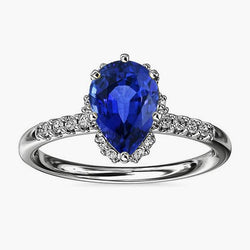 Ceylon Saphir Halo Verlobungsring für Damen & Diamanten 4 Karat