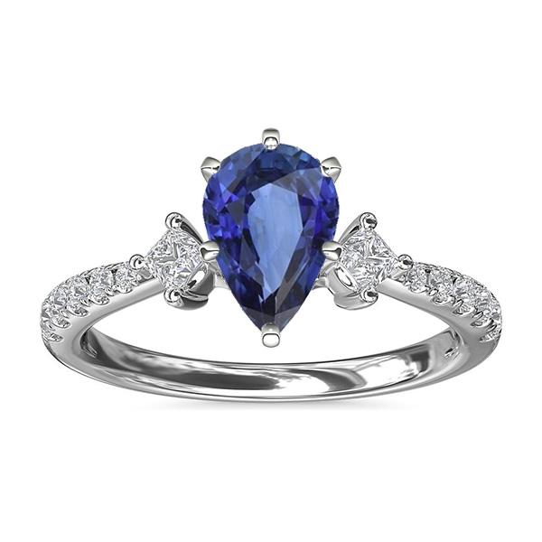 Ceylon-Saphir-Ring im 3-Stein-Stil mit Diamantakzenten 2,50 Karat - harrychadent.ch