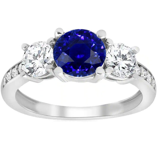 Ceylon Saphir Runder Diamantring 3.50 Karat Damenschmuck - harrychadent.ch